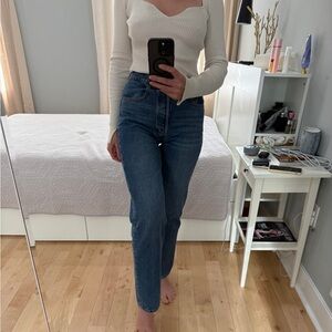 Boyish High Rise Straight Leg Jeans Blue Size 26 – Premium Denim